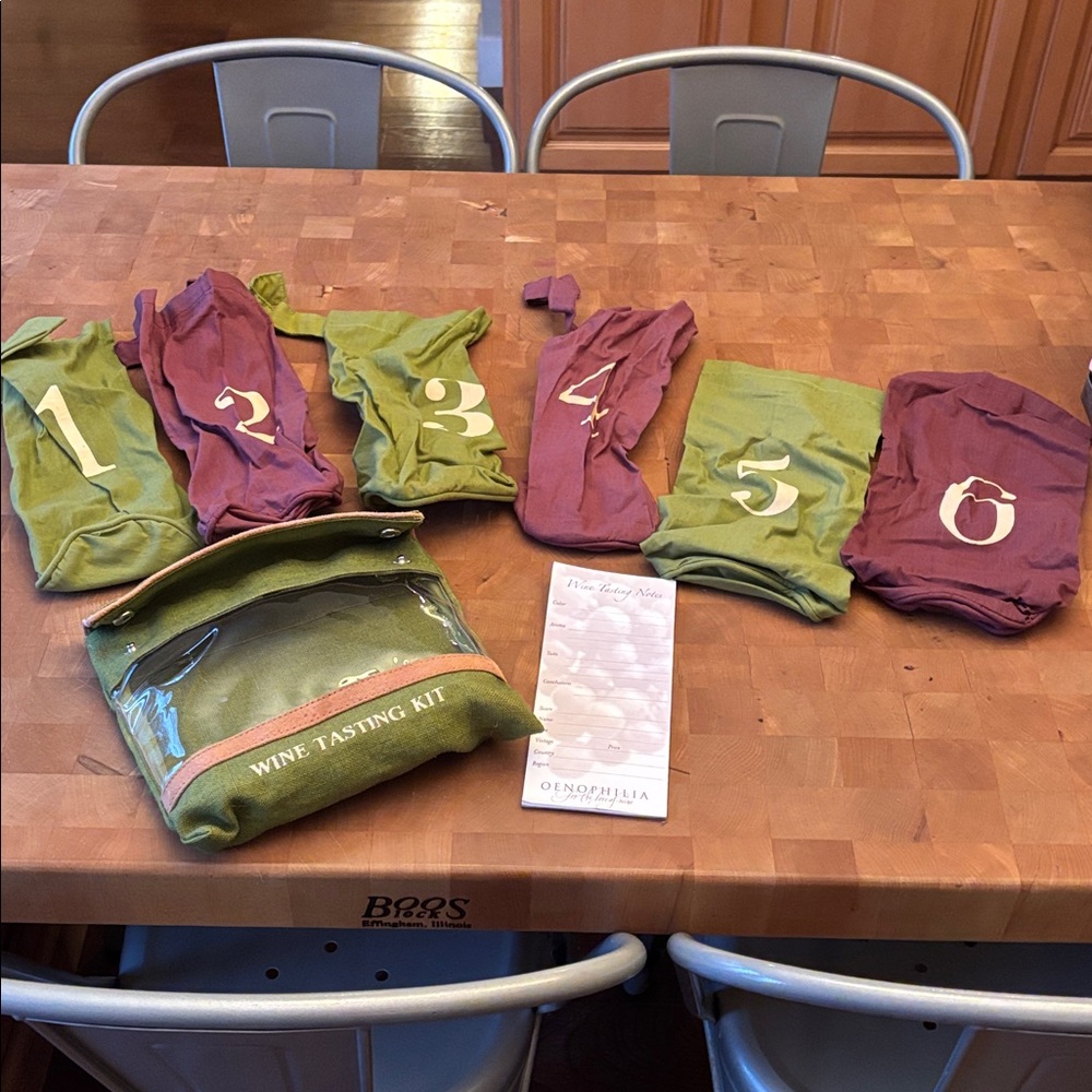 Wine Tasting Kit with Green and Purple Bags